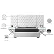 Meridian Furniture Grande Solid Wood and Velvet King Bed in White