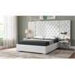 Meridian Furniture Grande Solid Wood and Velvet King Bed in White