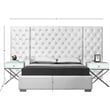 Meridian Furniture Grande Solid Wood and Velvet King Bed in White