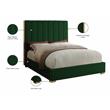 Meridian Furniture Becca Metal and Velvet King Bed in Green