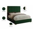 Meridian Furniture Becca Metal and Velvet Queen Bed in Green