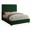 Meridian Furniture Becca Metal and Velvet Queen Bed in Green