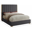 Meridian Furniture Becca Metal and Velvet Full Bed in Gray