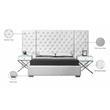 Meridian Furniture Grande Solid Wood and Velvet Queen Bed in White