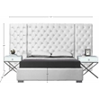 Meridian Furniture Grande Solid Wood and Velvet Queen Bed in White