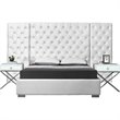 Meridian Furniture Grande Solid Wood and Velvet Queen Bed in White