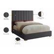 Meridian Furniture Becca Metal and Velvet Queen Bed in Gray