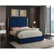 Meridian Furniture Becca Metal and Velvet Full Bed in Navy