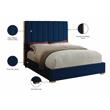 Meridian Furniture Becca Metal and Velvet Full Bed in Navy