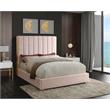 Meridian Furniture Becca Metal and Velvet Full Bed in Pink