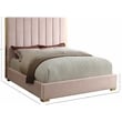 Meridian Furniture Becca Metal and Velvet Full Bed in Pink