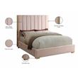 Meridian Furniture Becca Metal and Velvet King Bed in Pink