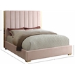 Meridian Furniture Becca Metal and Velvet King Bed in Pink