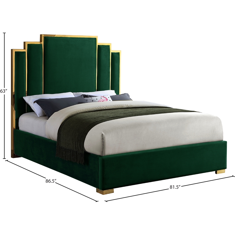 Meridian Furniture Hugos Green Velvet King Bed