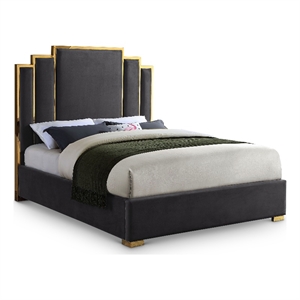 Meridian Furniture Hugos Gray Velvet King Bed