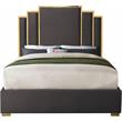 Meridian Furniture Hugos Gray Velvet Queen Bed