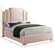 Meridian Furniture Hugos Pink Velvet King Bed