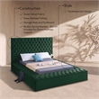 Meridian Furniture Bliss Solid Wood Tufted Velvet Full Bed in Green