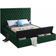 Meridian Furniture Bliss Solid Wood Tufted Velvet Queen Bed in Green