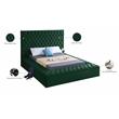 Meridian Furniture Bliss Solid Wood Tufted Velvet Queen Bed in Green