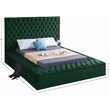 Meridian Furniture Bliss Solid Wood Tufted Velvet Queen Bed in Green
