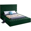 Meridian Furniture Bliss Solid Wood Tufted Velvet Queen Bed in Green
