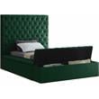 Meridian Furniture Bliss Solid Wood Tufted Velvet Twin Bed in Green