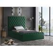 Meridian Furniture Bliss Solid Wood Tufted Velvet Twin Bed in Green