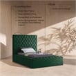 Meridian Furniture Bliss Solid Wood Tufted Velvet Twin Bed in Green