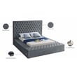 Meridian Furniture Bliss Solid Wood Tufted Velvet Full Bed in Gray