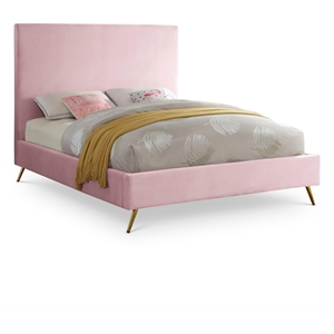 Meridian Furniture Jasmine Contemporary Velvet Twin Bed in Green