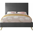 Meridian Furniture Jasmine Contemporary Velvet Full Bed in Gray