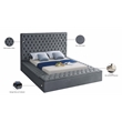 Meridian Furniture Bliss Solid Wood Tufted Velvet King Bed in Gray