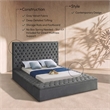 Meridian Furniture Bliss Solid Wood Tufted Velvet King Bed in Gray