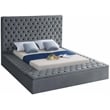 Meridian Furniture Bliss Solid Wood Tufted Velvet Queen Bed in Gray
