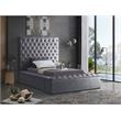 Meridian Furniture Bliss Solid Wood Tufted Velvet Twin Bed in Gray