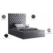 Meridian Furniture Bliss Solid Wood Tufted Velvet Twin Bed in Gray