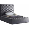 Meridian Furniture Bliss Solid Wood Tufted Velvet Twin Bed in Gray