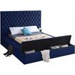 Meridian Furniture Bliss Solid Wood Tufted Velvet Full Bed in Navy