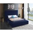 Meridian Furniture Bliss Solid Wood Tufted Velvet Full Bed in Navy