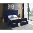 Meridian Furniture Bliss Solid Wood Tufted Velvet Full Bed in Navy