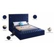 Meridian Furniture Bliss Solid Wood Tufted Velvet King Bed in Navy