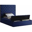 Meridian Furniture Bliss Solid Wood Tufted Velvet Twin Bed in Navy