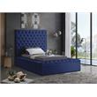Meridian Furniture Bliss Solid Wood Tufted Velvet Twin Bed in Navy