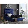 Meridian Furniture Bliss Solid Wood Tufted Velvet Twin Bed in Navy