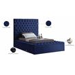 Meridian Furniture Bliss Solid Wood Tufted Velvet Twin Bed in Navy