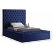 Meridian Furniture Bliss Solid Wood Tufted Velvet Twin Bed in Navy