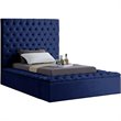 Meridian Furniture Bliss Solid Wood Tufted Velvet Twin Bed in Navy