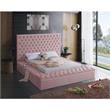 Meridian Furniture Bliss Solid Wood Tufted Velvet Full Bed in Pink