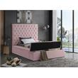 Meridian Furniture Bliss Solid Wood Tufted Velvet Twin Bed in Pink